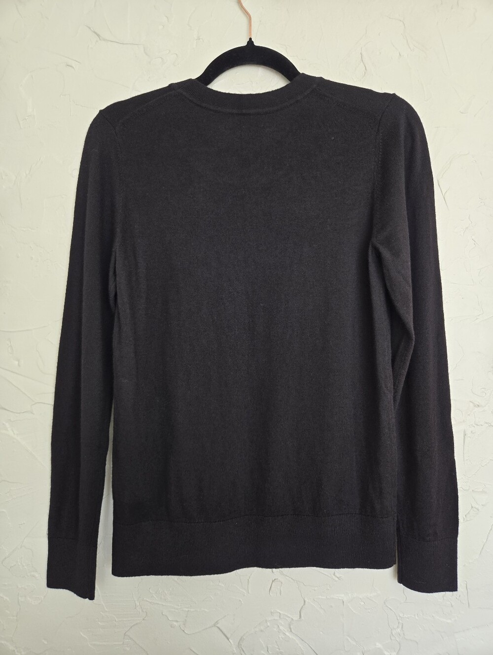 Quince Cotton Cashmere Black Crewneck Sweater, S - Picture 4 of 7